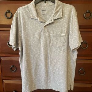 Gray Goodfellow Men's Polo Shirt, with white detail on the front pocket.